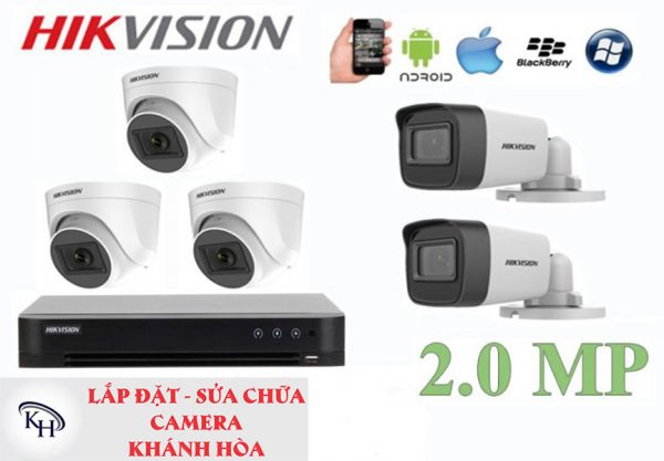 Lắp đặt trọn bộ 5 camera giám sát 2.0MP Hikvision