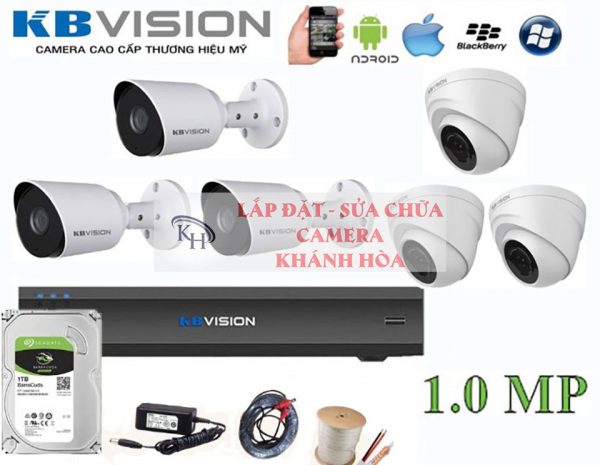 Lắp đặt trọn bộ 6 camera giám sát 1.0MP KBvision