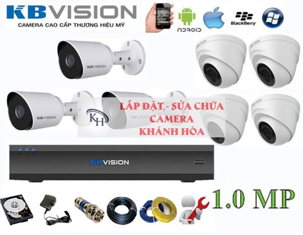 Lắp đặt trọn bộ 7 camera giám sát 1.0MP KBvision