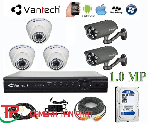 Lắp đặt trọn bộ 5 camera giám sát 1.0MP Vantech