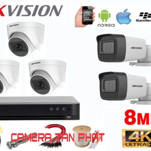 Lắp đặt trọn bộ 5 camera giám sát 8.0MP (4K) siêu nét Hikvision