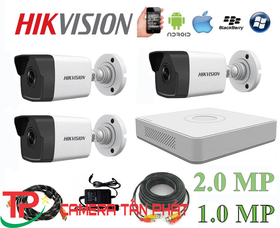 Trọn Bộ 3 Camera Hikvision 1MP/2MP