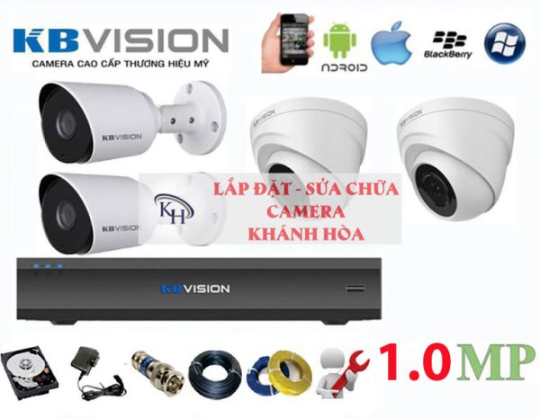 Lắp đặt trọn bộ 4 camera giám sát 1.0MP KBvision