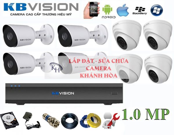 Lắp đặt trọn bộ 8 camera giám sát 1.0MP KBvision