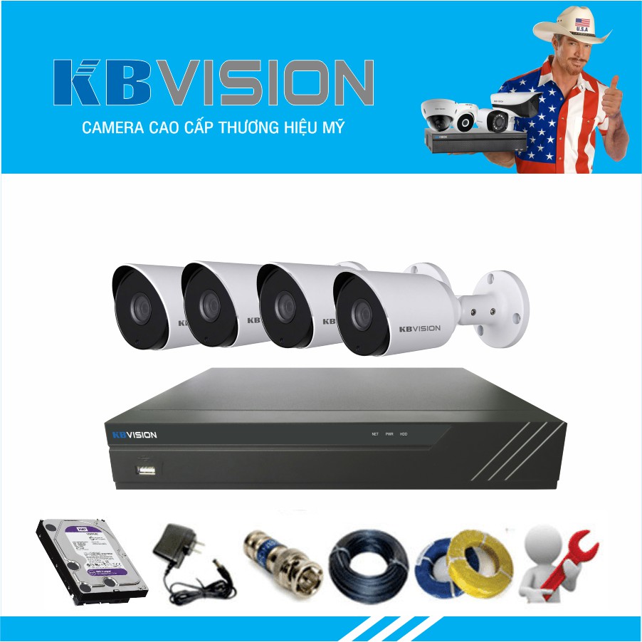 Lắp đặt trọn bộ 8 camera giám sát 8.0M(4K) KBvision