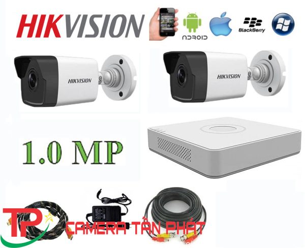 Lắp đặt trọn bộ 2 camera giám sát 1.0M Hikvision