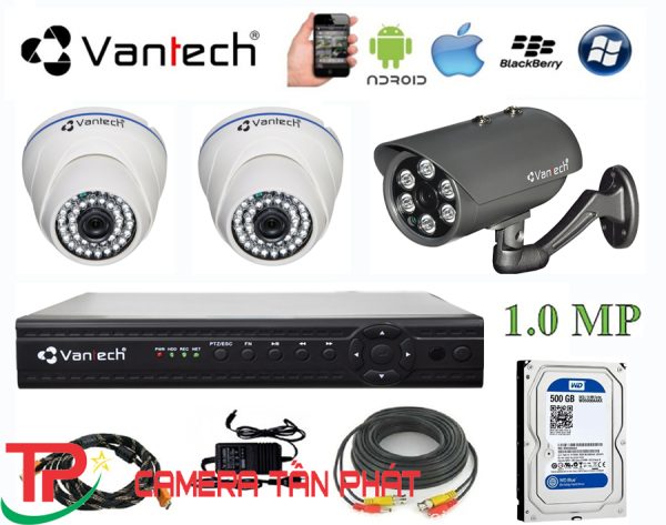 Lắp đặt trọn bộ 3 camera giám sát 1.0M Vantech