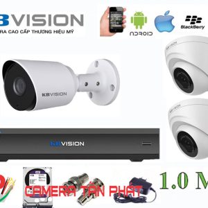 Lắp đặt trọn bộ 3 camera giám sát 1.0MP KBvision