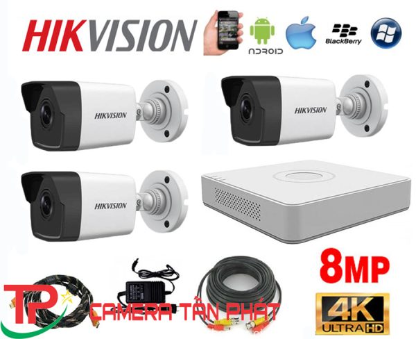 Lắp đặt trọn bộ 3 camera giám sát 8.0M (4K) siêu nét Hikvision