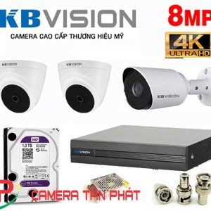 Lắp đặt trọn bộ 3 camera giám sát 8.0MP(4K) KBvision (Nghe được âm thanh)