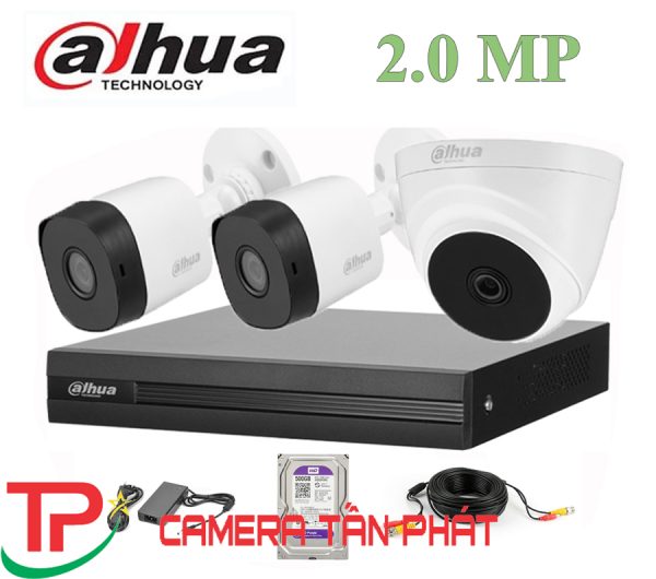 Lắp đặt trọn bộ 3 camera quan sát 2.0M Dahua