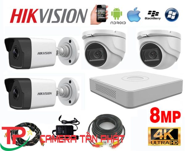 Lắp đặt trọn bộ 4 camera giám sát 8.0M (4K) siêu nét Hikvision