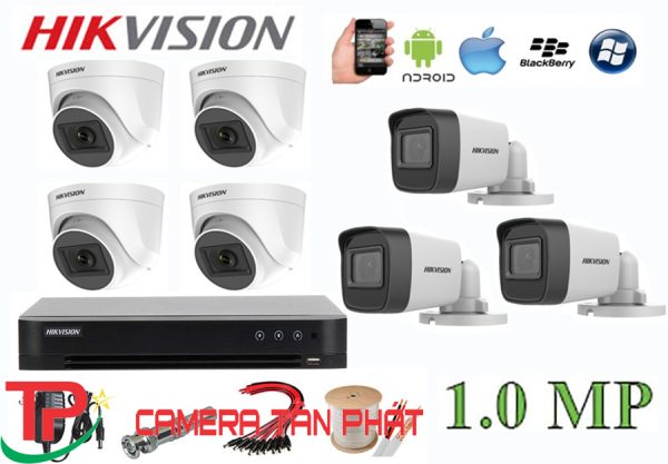 Lắp đặt trọn bộ 7 camera giám sát 1.0MP Hikvision