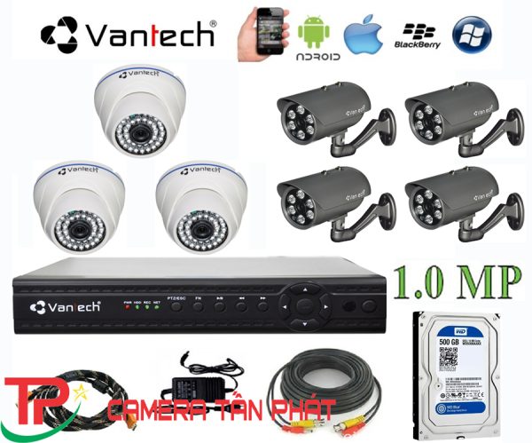 Lắp đặt trọn bộ 7 camera giám sát 1.0MP Vantech