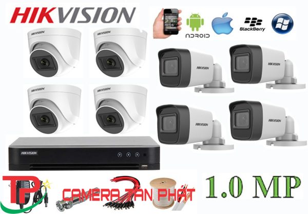 Lắp đặt trọn bộ 8 camera giám sát 1.0MP Hikvision