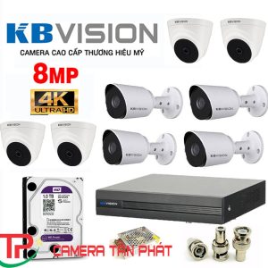 Lắp đặt trọn bộ 8 camera giám sát 8.0M(4K) KBvision (nghe được âm thanh)