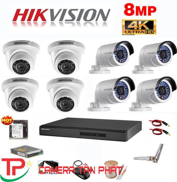Lắp đặt trọn bộ 8 camera giám sát 8.0MP (4K) siêu nét Hikvision